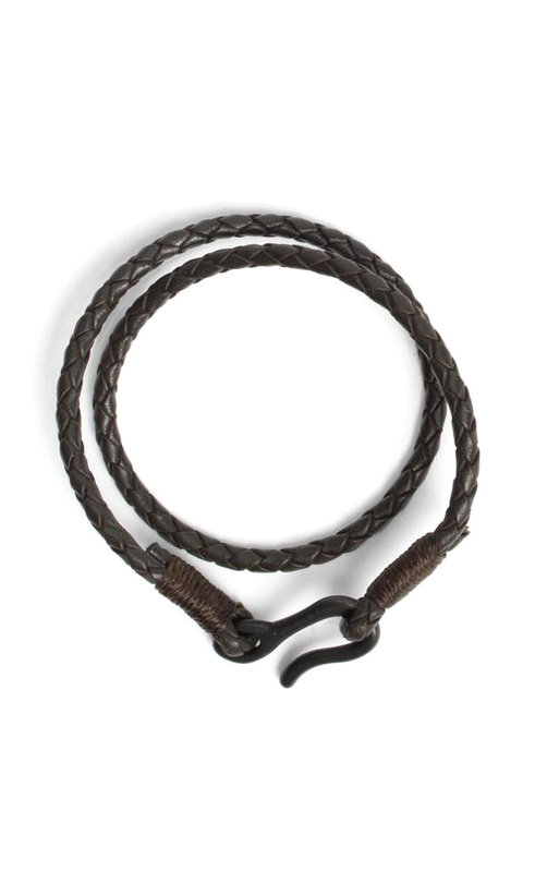 Brown Braided Leather Double Wrap