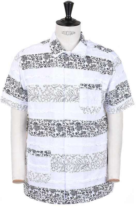 Engineered Garments Camp Shirt Cotton Fringed Patchwork Floral - White ...