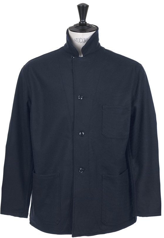Monitaly Italian Jail Jacket Wool Flannel - Navy Solid | Kafka Mercantile
