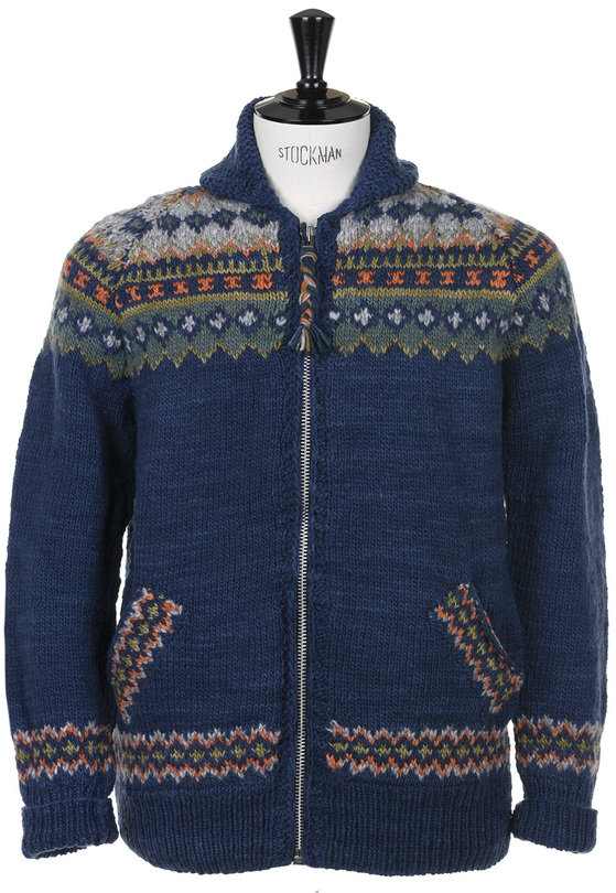 Chamula Fair Isle III Knit Zip Cardigan Dark Real Indigo Kafka Mercantile