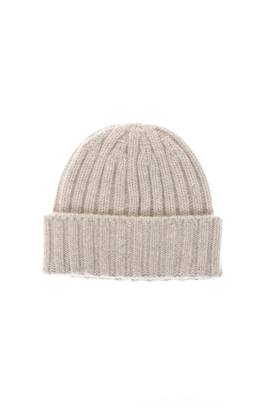 Cableami Cashmere 2x2 Rib Watch Cap - Lt Beige | Kafka Mercantile