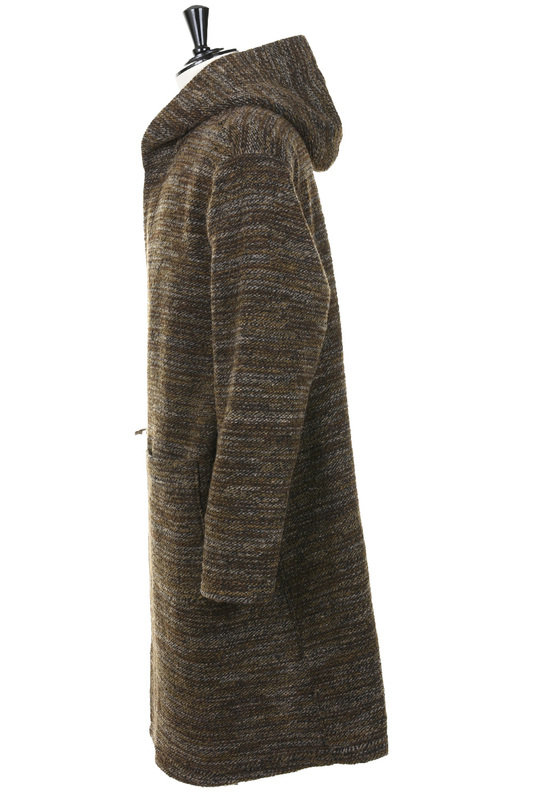 Engineered Garments, Long Sleeve Hoody - Brown Poly Wool Melange Knit, Men