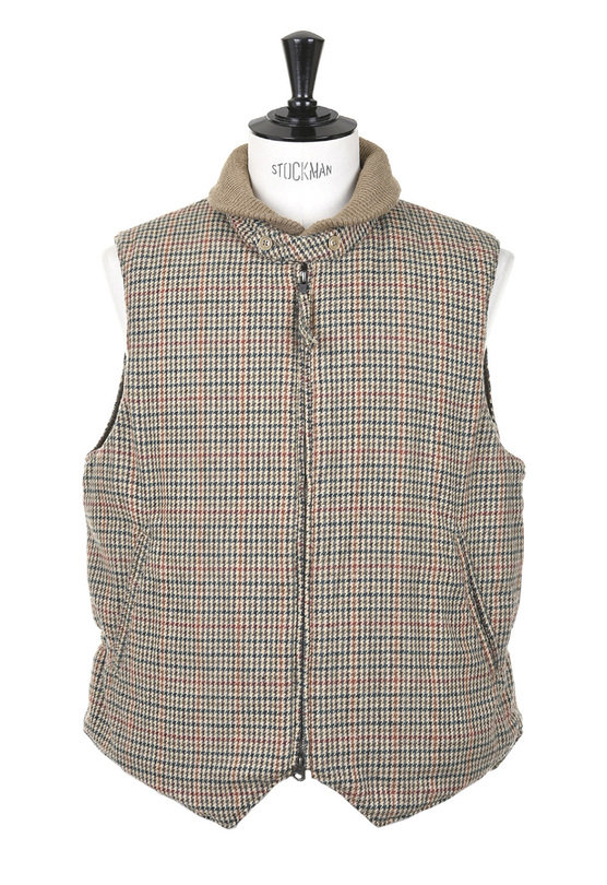 Engineered Garments LL Vest Wool Gunclub Check - Khaki | Kafka Mercantile