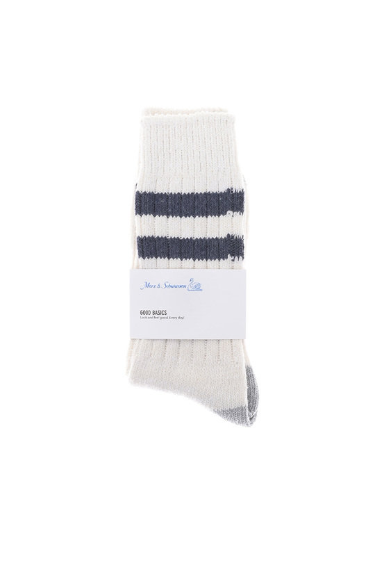 Merz b. Schwanen Good Basics Socks Striped - Nature/Denim | Kafka ...