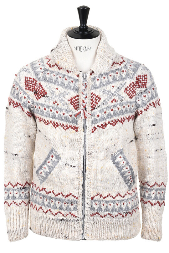 Fair Isle #5 Zip Cardigan - Natural Heather