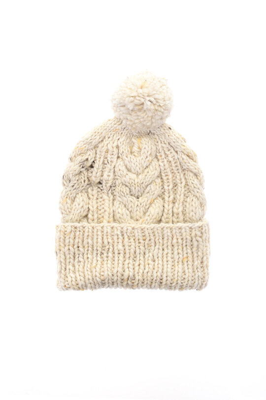Double Cuff Knitted Fisherman Cap - Natural Heather