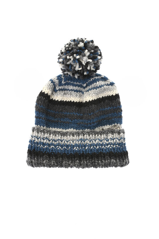 Double Cuff Cap Serape - Blue/Grey