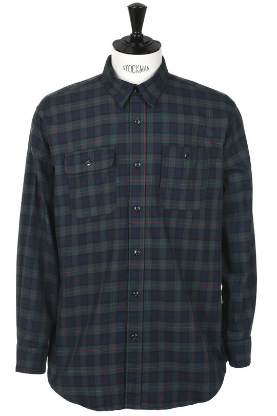Utility Shirt Cotton Twill Plaid  - Green