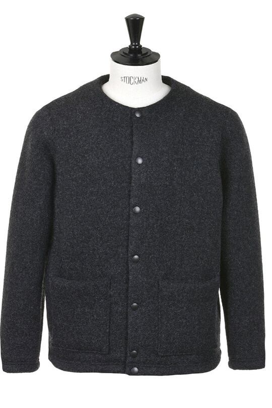 Wool Collarless Jacket - Heather Black