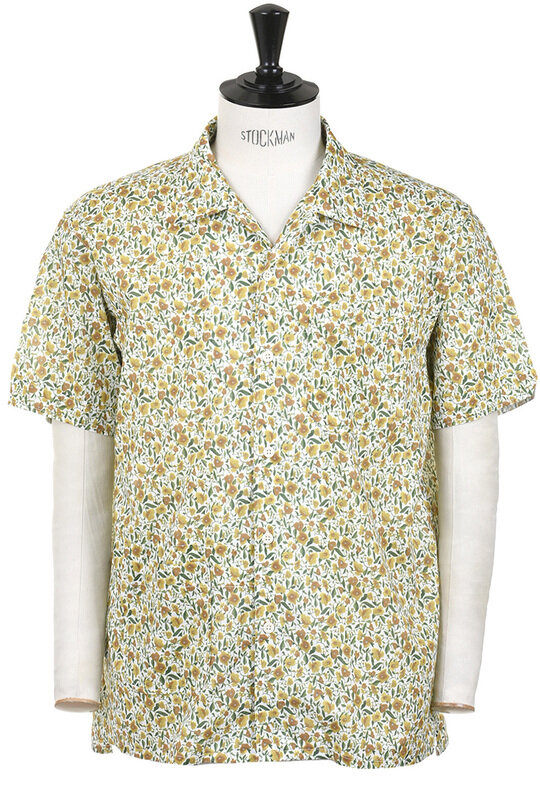Camp Shirt Small Floral Cotton Lawn - Yellow