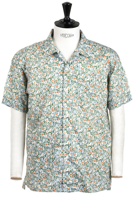 Camp Shirt Small Floral Cotton Lawn - Blue