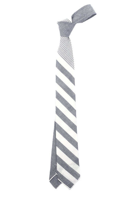 Neck Tie Stripe Chambray - Blue/Whited
