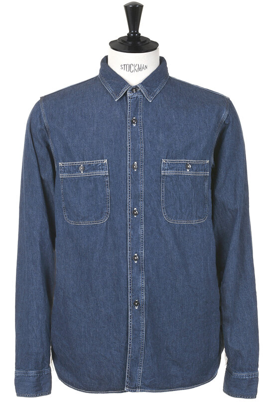 Denim Work Shirt Used Wash 47-702E - Indigo