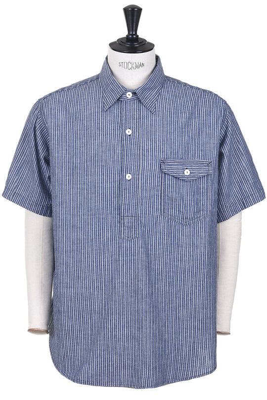 #32135-SC NAVY CUT Short Sleeve Stripe Chambray -