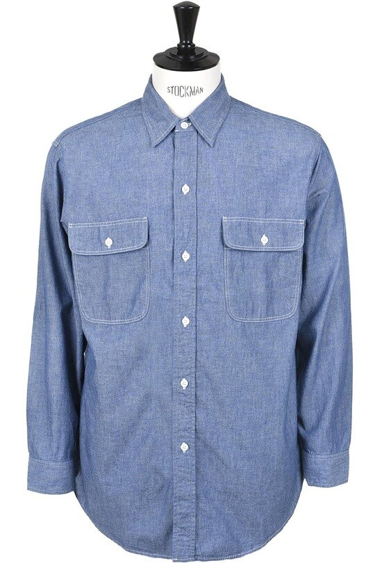 01-8064-84 Chambray Work Shirt Flap Pocket - Blue Chambray