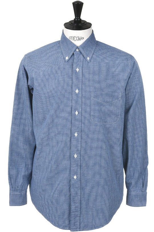 01-8112-C84 Standard Button Down Small Check Chambray - Blue
