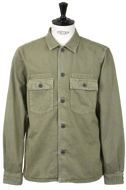 #F2461 Army Shirt Used Wash - Olive