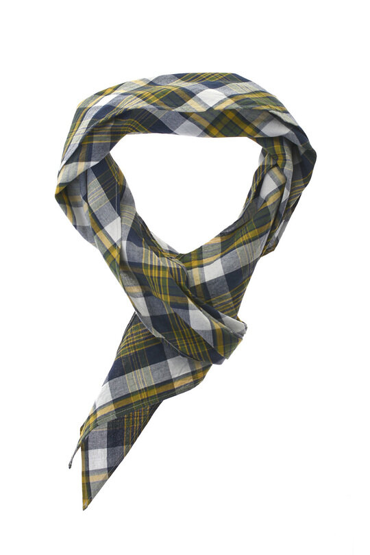 Madras Bias Cut Scarf - Navy
