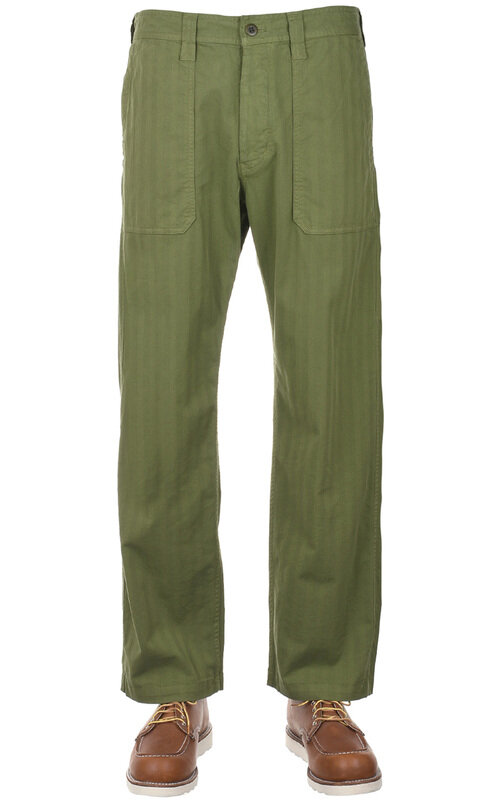 Herringbone Fatigue Pants - Olive