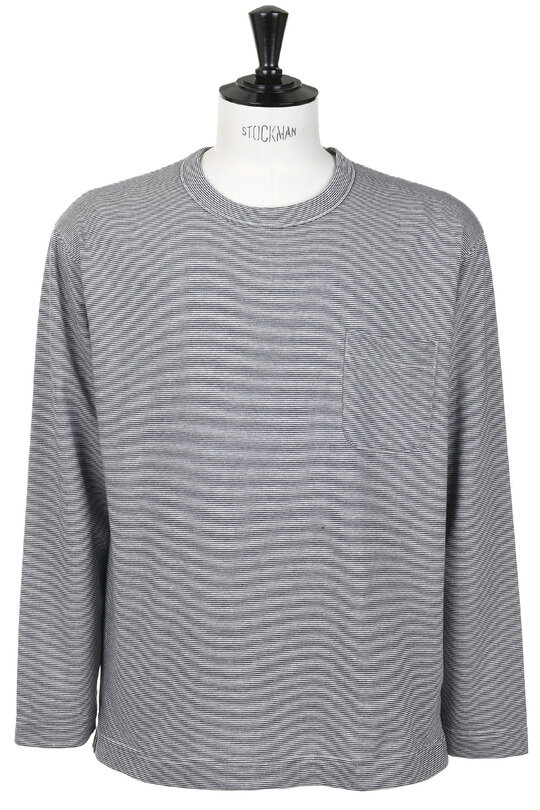 Micro Stripe Pocket Tee L/S - Navy