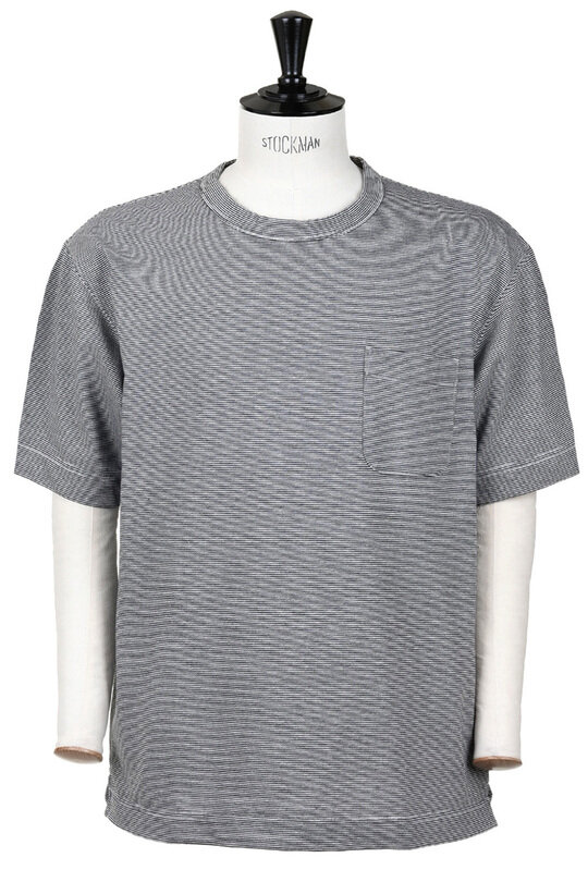 Micro Stripe Pocket Tee - Navy/White