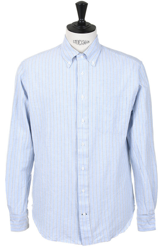Button Down Japanese Stripe Oxford- Blue