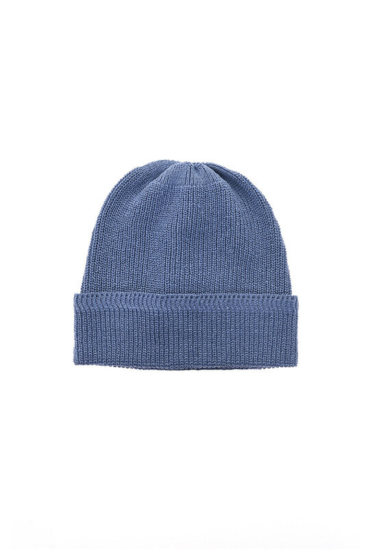 Linen Waffle Watch Cap - Light Blue