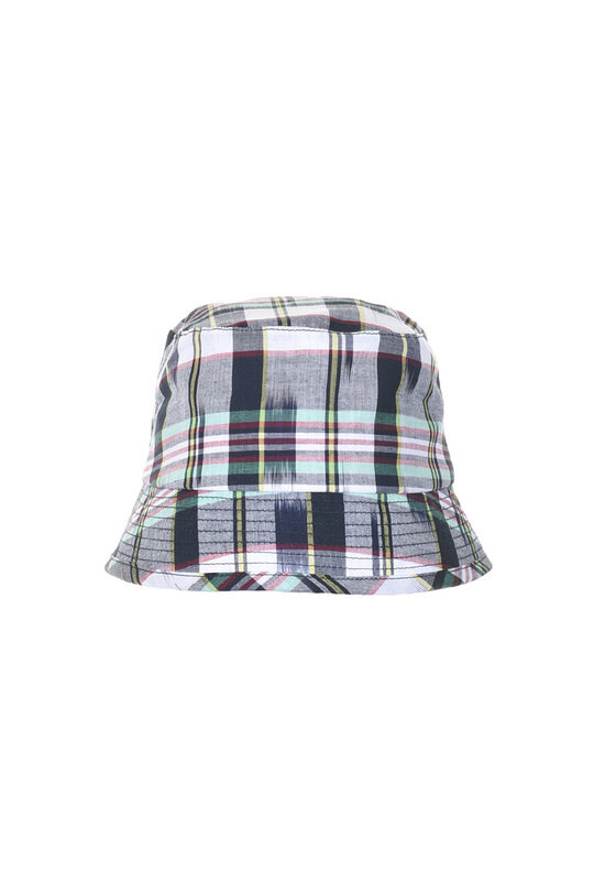 IKAT Madras Bucket Hat - White/Navy
