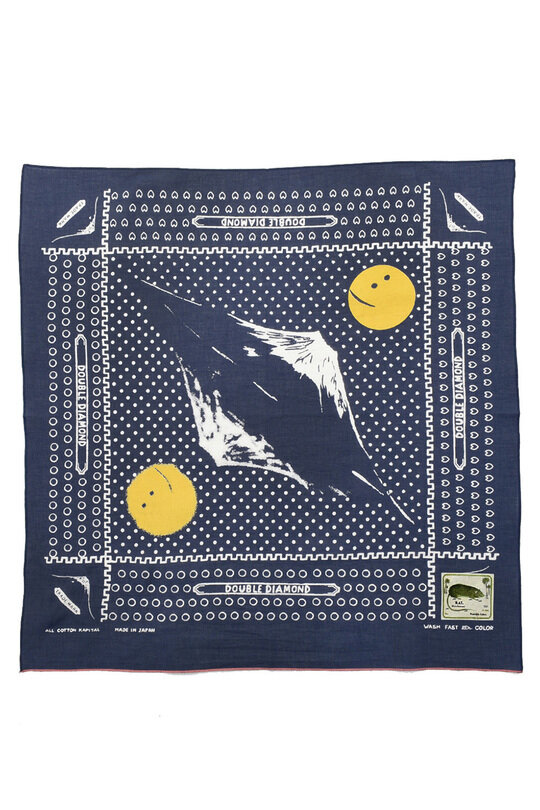 Fastcolor Selvedge Bandana (Mirrored Fuji) - Navy