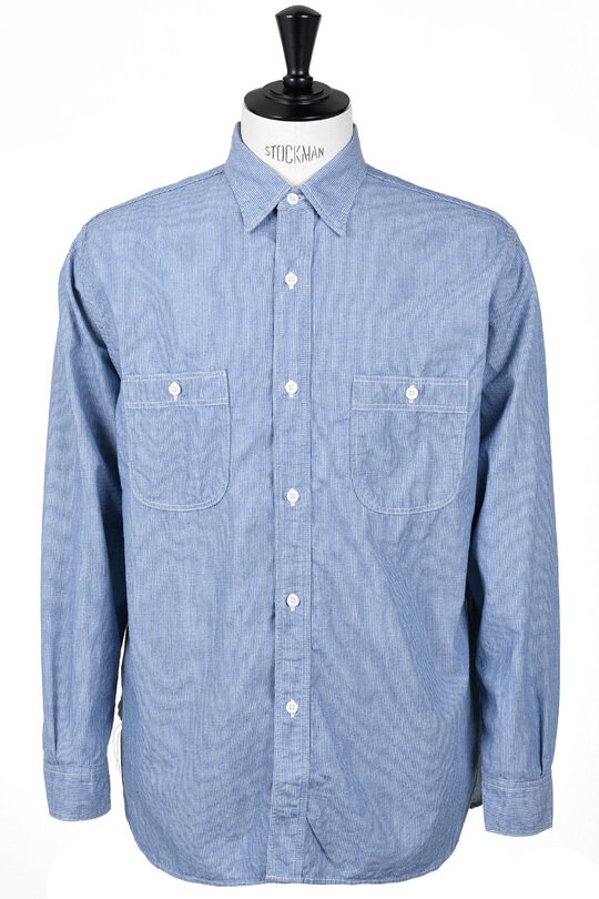 01-8270-181 Relaxed Fit Chambray Stripe Work Shirt - Hickory