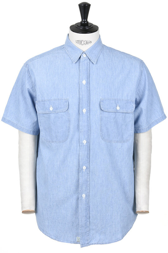 01-8172-99 Work Shirt Bleached Chambray Short Sleeve Flap Pocket - Bleached