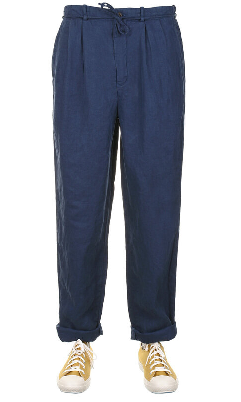 SV-PT-006 Linen Tapered 2Tuck Pants - Navy
