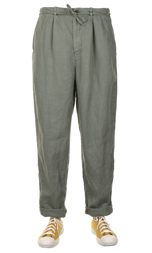 SV-PT-006 Linen Tapered 2Tuck Pants - Olive