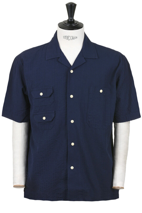 Mercantile Short Sleeve Vacation Madras Seersucker - Navy