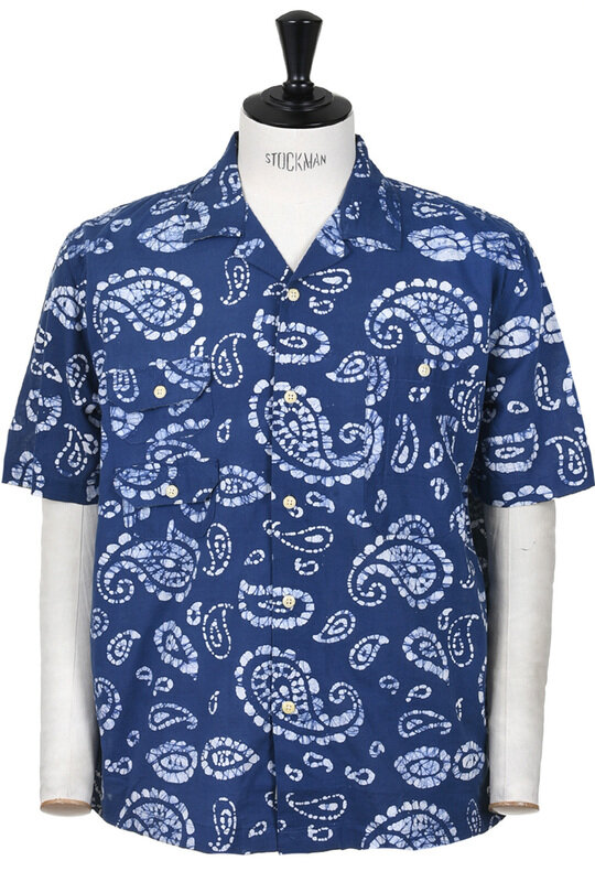Mercantile Short Sleeve Vacation Madras Batik Print - Blue