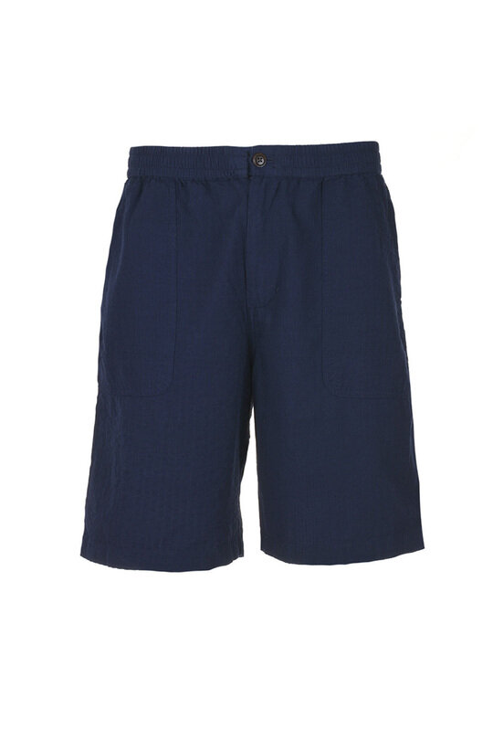 Drawstring Shorts Madras Seersucker - Navy