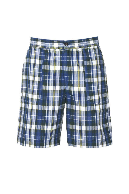 Drawstring Shorts Madras Seersucker Check - Navy