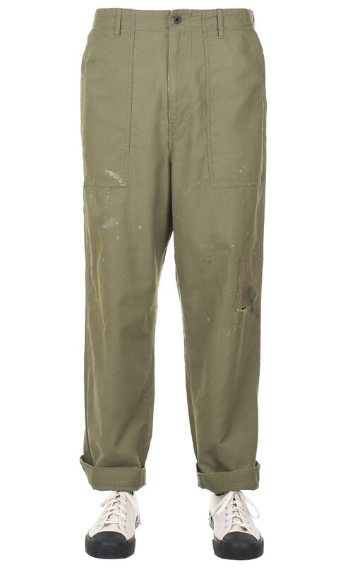 H-PT 105 Damaged Back Satin Fatigue Pants - Khaki