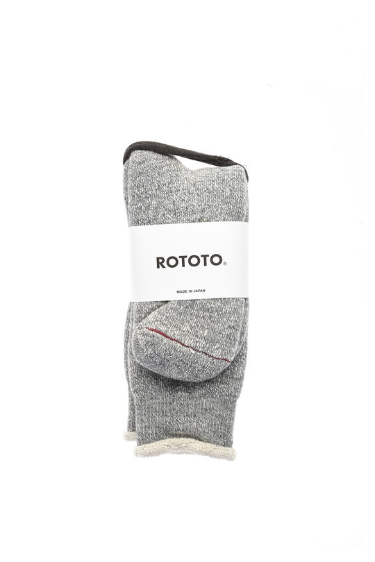 R1001 Double Face Crew Socks - M Grey