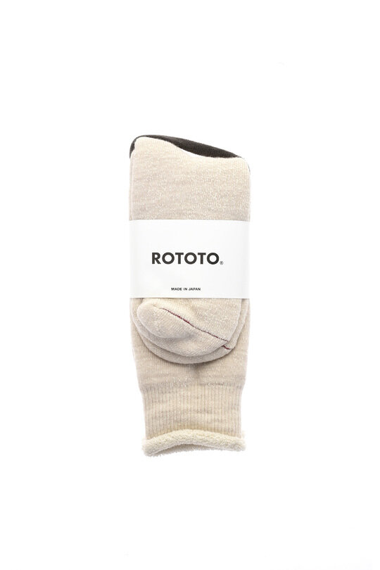 R1001 Double Face Crew Socks - Oatmeal