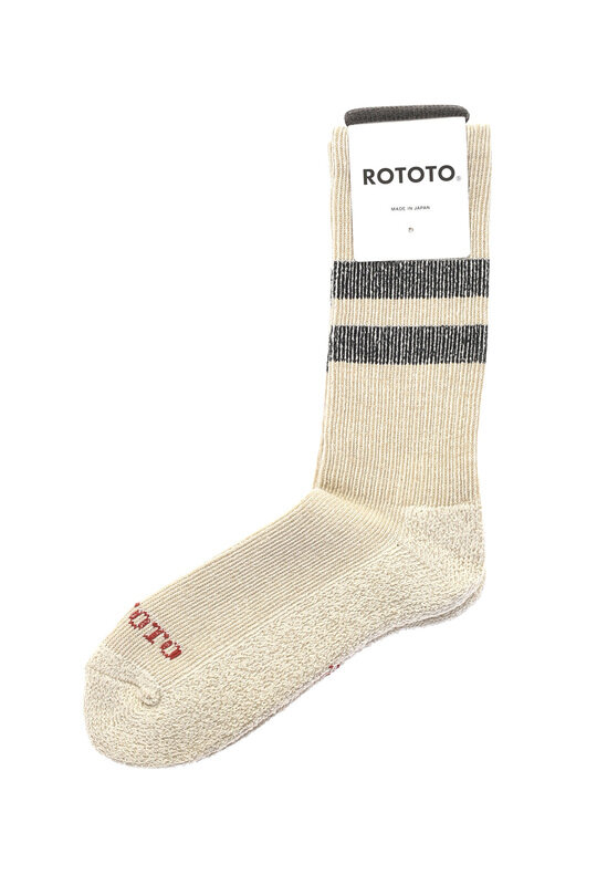 R1589 Pile Stripe Marl Socks - Beige/Black