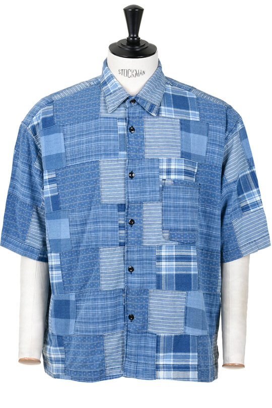 Cropped Garson Shirt  Patchwork - Indigo