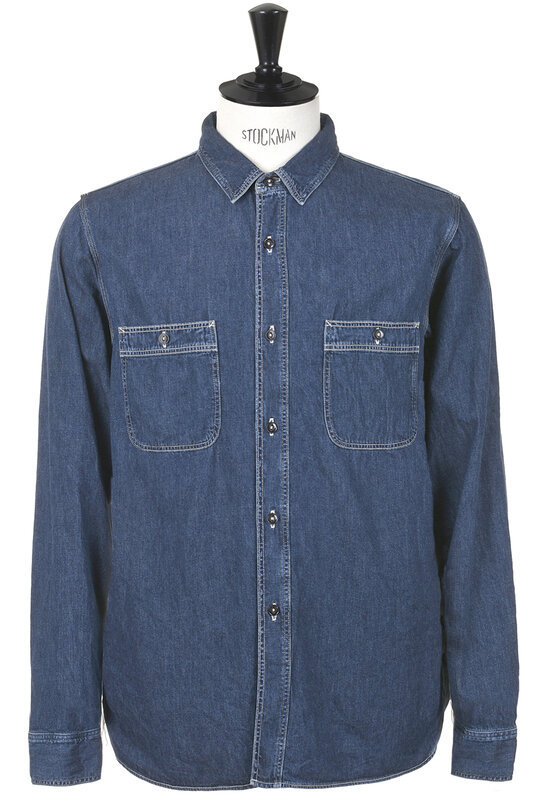 Denim Work Shirt Used Wash 47-702E - Indigo