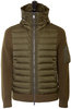 Hooded Quilted Down Knitted Cardigan -  Military Green Thumbnail