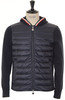 Hooded Quilted Zip Sweat - Navy Thumbnail