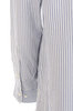 Band Collar Long Shirt Striped - Navy Thumbnail
