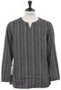 Slit Alternate Stripe Linen Shirt - Grey Thumbnail