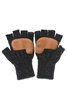 Ragg Wool Fingerless Glove Deerskin Palm - Black Tweed Thumbnail