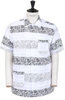 Camp Shirt Cotton Fringed Patchwork Floral - White Thumbnail