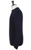 Crew Neck Merino Wool Ribbed Sweater - Navy Blue Thumbnail